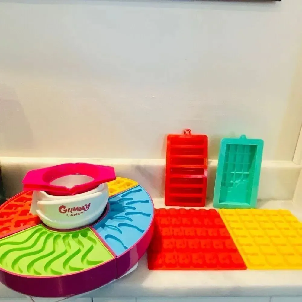 Nostalgia Gummy Candy Making Kit With 4 Silicone Mold Trays Bundle Multicolor OS